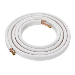 VEVOR 100ft Mini Split Line Set, 1/4” & 1/2” OD AC Copper Tubing Pipe, 3/8 White PE Thickened Insulated Coil with Flared Nuts, Strapping Tapes, for Mini Split Air Conditioner HVAC or Heat Pump System