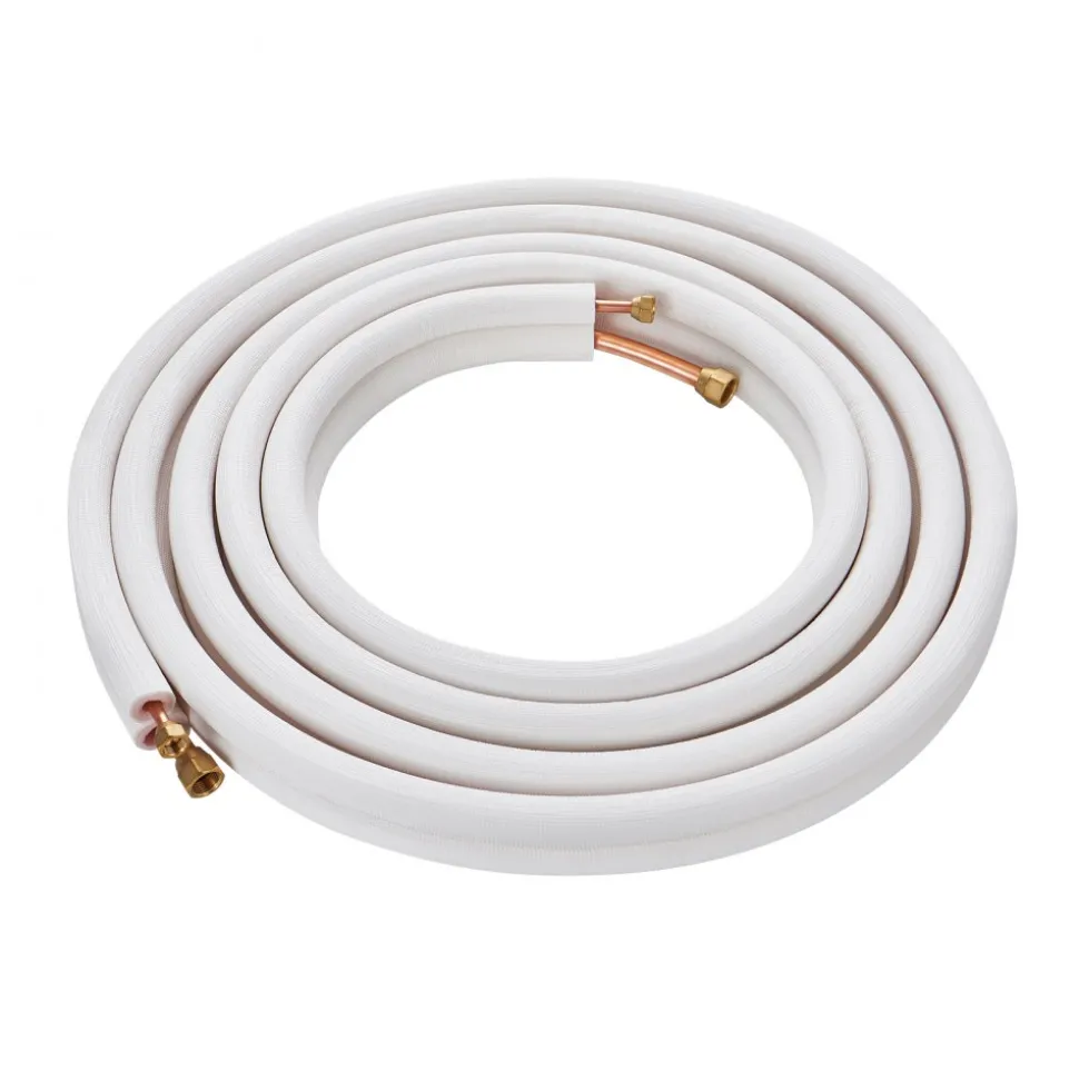 VEVOR 25FT Mini Split Line Set, 1/4" & 1/2" O.D Copper Pipes Tubing and Triple-Layer Insulation, for Air Conditioning or Heating Pump Equipment & HVAC with Rich Accessories (27ft Connection Cable)