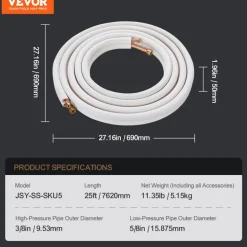VEVOR 25FT Mini Split Line Set, 1/4