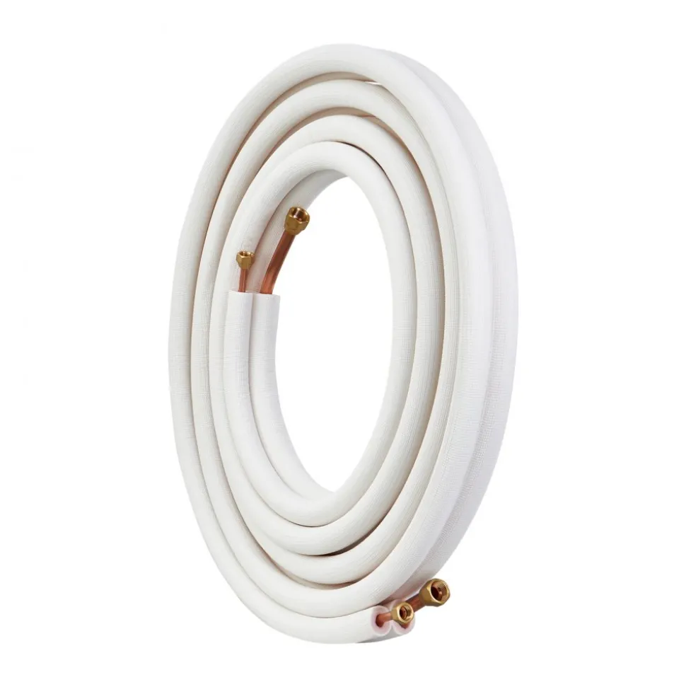 VEVOR 25FT Mini Split Line Set, 1/4" & 1/2" O.D Copper Pipes Tubing and Triple-Layer Insulation, for Air Conditioning or Heating Pump Equipment & HVAC with Rich Accessories (27ft Connection Cable)