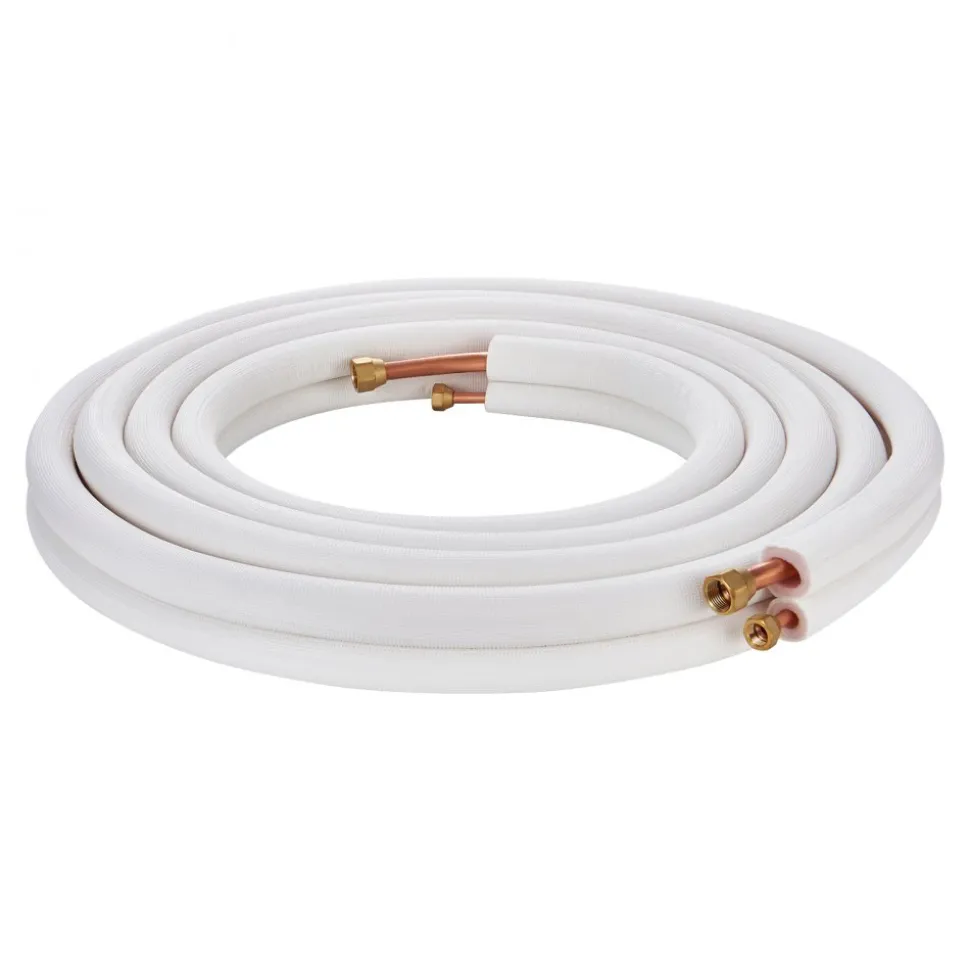 VEVOR 25FT Mini Split Line Set, 1/4" & 1/2" O.D Copper Pipes Tubing and Triple-Layer Insulation, for Air Conditioning or Heating Pump Equipment & HVAC with Rich Accessories (27ft Connection Cable)