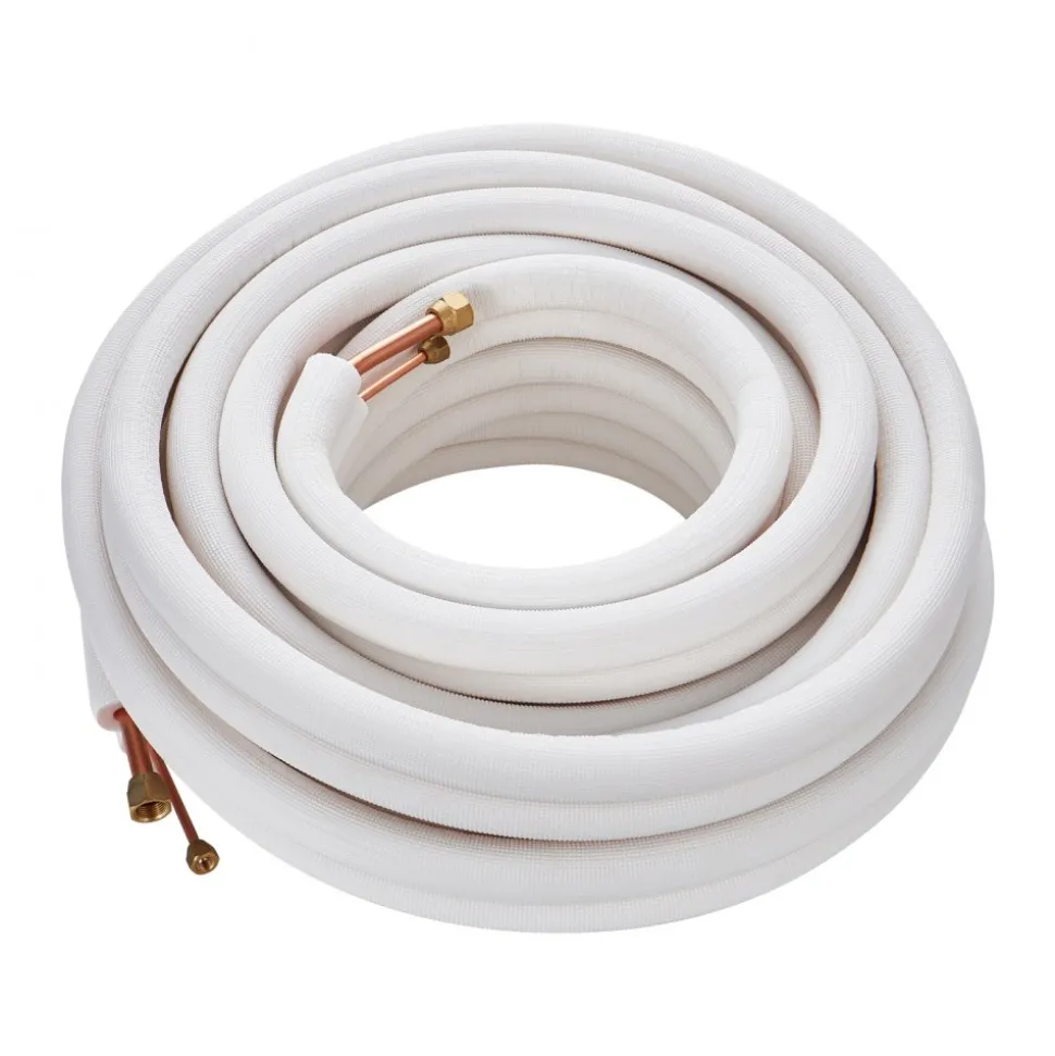 VEVOR 50FT Mini Split Line Set, 1/4" & 1/2" O.D Copper Pipes Tubing and Triple-Layer Insulation, for Mini Split Air Conditioning Refrigerant or Heating Pump Equipment & HVAC with Wrapping Strips.