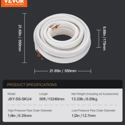 VEVOR 50FT Mini Split Line Set, 1/4