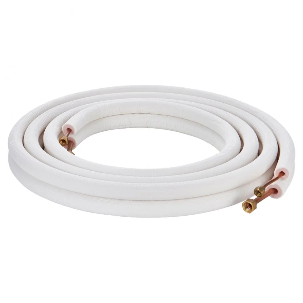 VEVOR 16FT Mini Split Line Set, 1/4" & 3/8" O.D Copper Pipes Tubing and Triple-Layer Insulation, for Air Conditioning or Heating Pump Equipment & HVAC with Rich Accessories (18ft Connection Cable)