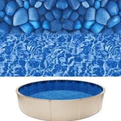VEVOR 18ft Pool Liner, Round Overlap Swimming Pool Liner for 52 in Wall Height, Premium Vinyl, Easy Install with Leak-Proof Patches, Designed for Steel Sided Above-Ground,Outdoor, Boulder Swirl