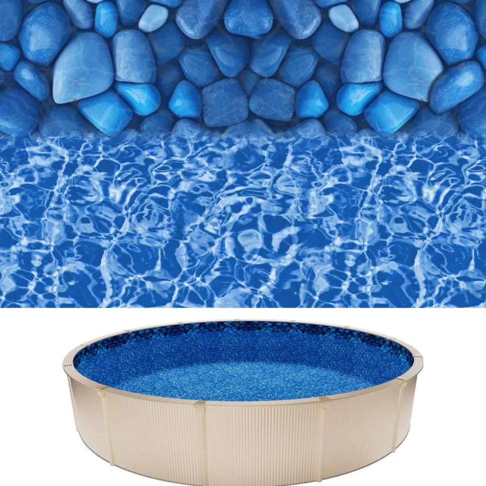 VEVOR 18ft Pool Liner, Round Overlap Swimming Pool Liner for 52 in Wall Height, Premium Vinyl, Easy Install with Leak-Proof Patches, Designed for Steel Sided Above-Ground,Outdoor, Boulder Swirl