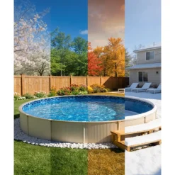 VEVOR 18ft Pool Liner, Round Overlap Swimming Pool Liner for 52 in Wall Height, Premium Vinyl, Easy Install with Leak-Proof Patches, Designed for Steel Sided Above-Ground,Outdoor, Boulder Swirl