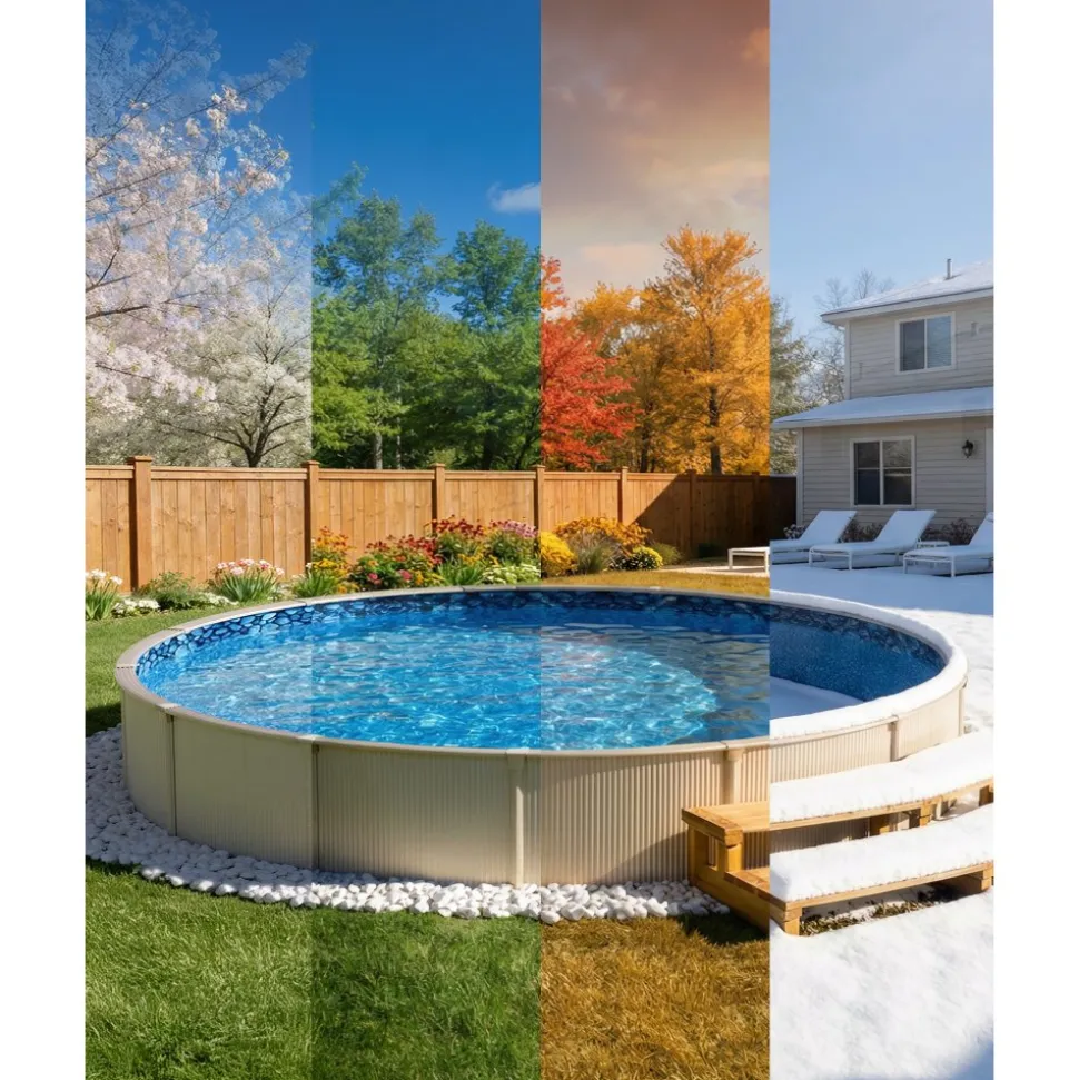 VEVOR 18ft Pool Liner, Round Overlap Swimming Pool Liner for 52 in Wall Height, Premium Vinyl, Easy Install with Leak-Proof Patches, Designed for Steel Sided Above-Ground,Outdoor, Boulder Swirl