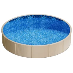 VEVOR 18ft Pool Liner, Round Overlap Swimming Pool Liner for 52 in Wall Height, Premium Vinyl, Easy Install with Leak-Proof Patches, Designed for Steel Sided Above-Ground,Outdoor, Boulder Swirl