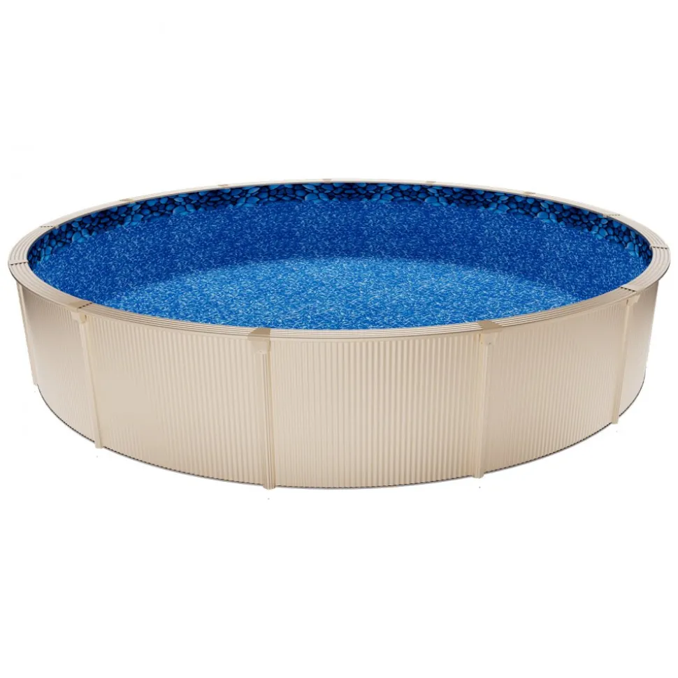 VEVOR 18ft Pool Liner, Round Overlap Swimming Pool Liner for 52 in Wall Height, Premium Vinyl, Easy Install with Leak-Proof Patches, Designed for Steel Sided Above-Ground,Outdoor, Boulder Swirl