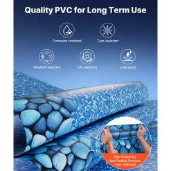 VEVOR 15ft Pool Liner, Round Overlap Swimming Pool Liner for 54 in Wall Height, Premium Vinyl, Easy Install with Leak-Proof Patches, Designed for Steel Sided Above-Ground,Outdoor, Boulder Swirl
