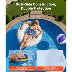 VEVOR 15ft Pool Liner, Round Overlap Swimming Pool Liner for 54 in Wall Height, Premium Vinyl, Easy Install with Leak-Proof Patches, Designed for Steel Sided Above-Ground,Outdoor, Boulder Swirl