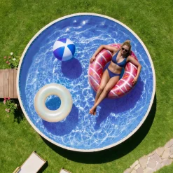 VEVOR 8ft Pool Liner, Round Overlap Swimming Pool Liner for 27.5 in Wall Height, Heavy Gauge Vinyl, Easy Install with Leak-Proof Patches, Designed for Steel Sided Above-Ground,Outdoor, Crystal
