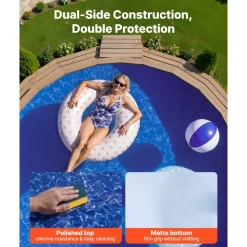 VEVOR 8ft Pool Liner, Round Overlap Swimming Pool Liner for 27.5 in Wall Height, Heavy Gauge Vinyl, Easy Install with Leak-Proof Patches, Designed for Steel Sided Above-Ground,Outdoor, Crystal