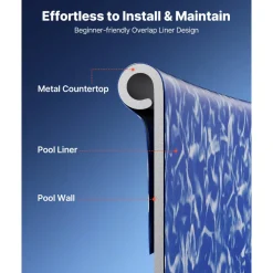 VEVOR 8ft Pool Liner, Round Overlap Swimming Pool Liner for 27.5 in Wall Height, Heavy Gauge Vinyl, Easy Install with Leak-Proof Patches, Designed for Steel Sided Above-Ground,Outdoor, Crystal