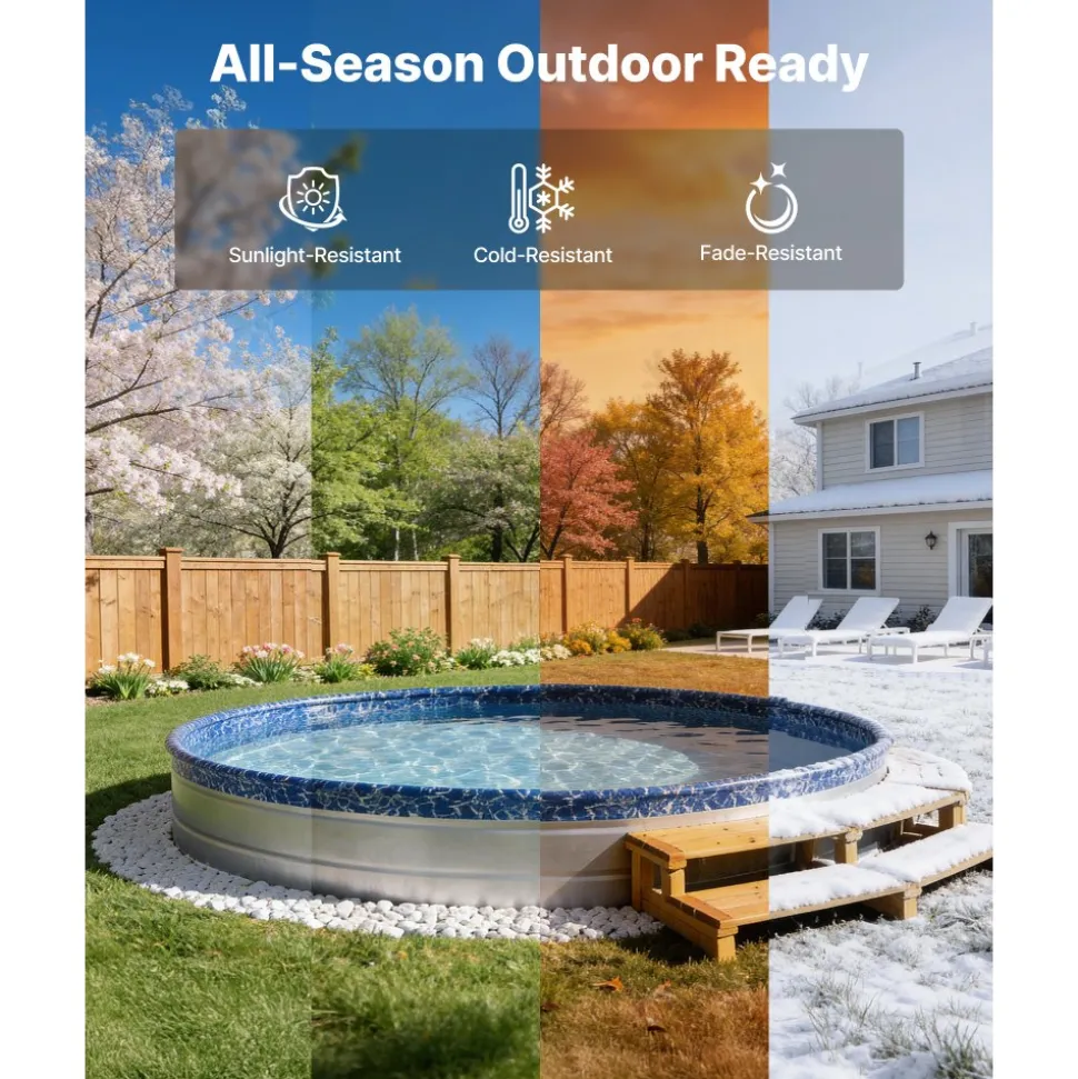 VEVOR 10ft Pool Liner, Round Overlap Swimming Pool Liner for 27.5 in Wall Height, Heavy Gauge Vinyl, Easy Install with Leak-Proof Patches, Designed for Steel Sided Above-Ground,Outdoor, Crystal