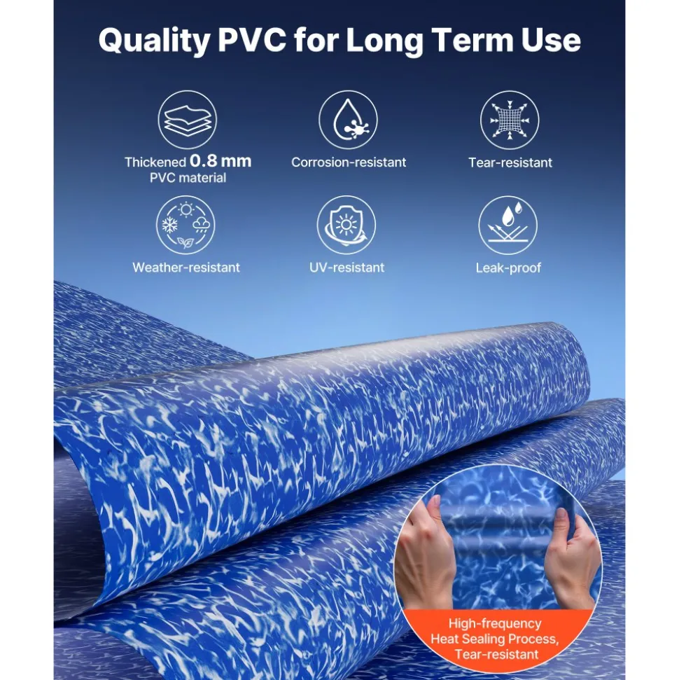 VEVOR 10ft Pool Liner, Round Overlap Swimming Pool Liner for 27.5 in Wall Height, Heavy Gauge Vinyl, Easy Install with Leak-Proof Patches, Designed for Steel Sided Above-Ground,Outdoor, Crystal