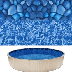 VEVOR 27ft Pool Liner, Round UniBead Swimming Pool Liner for 52 in Wall Height, Premium Vinyl, Easy Install with Leak-Proof Patches, Designed for Steel Sided Above-Ground,Outdoor, Boulder Swirl