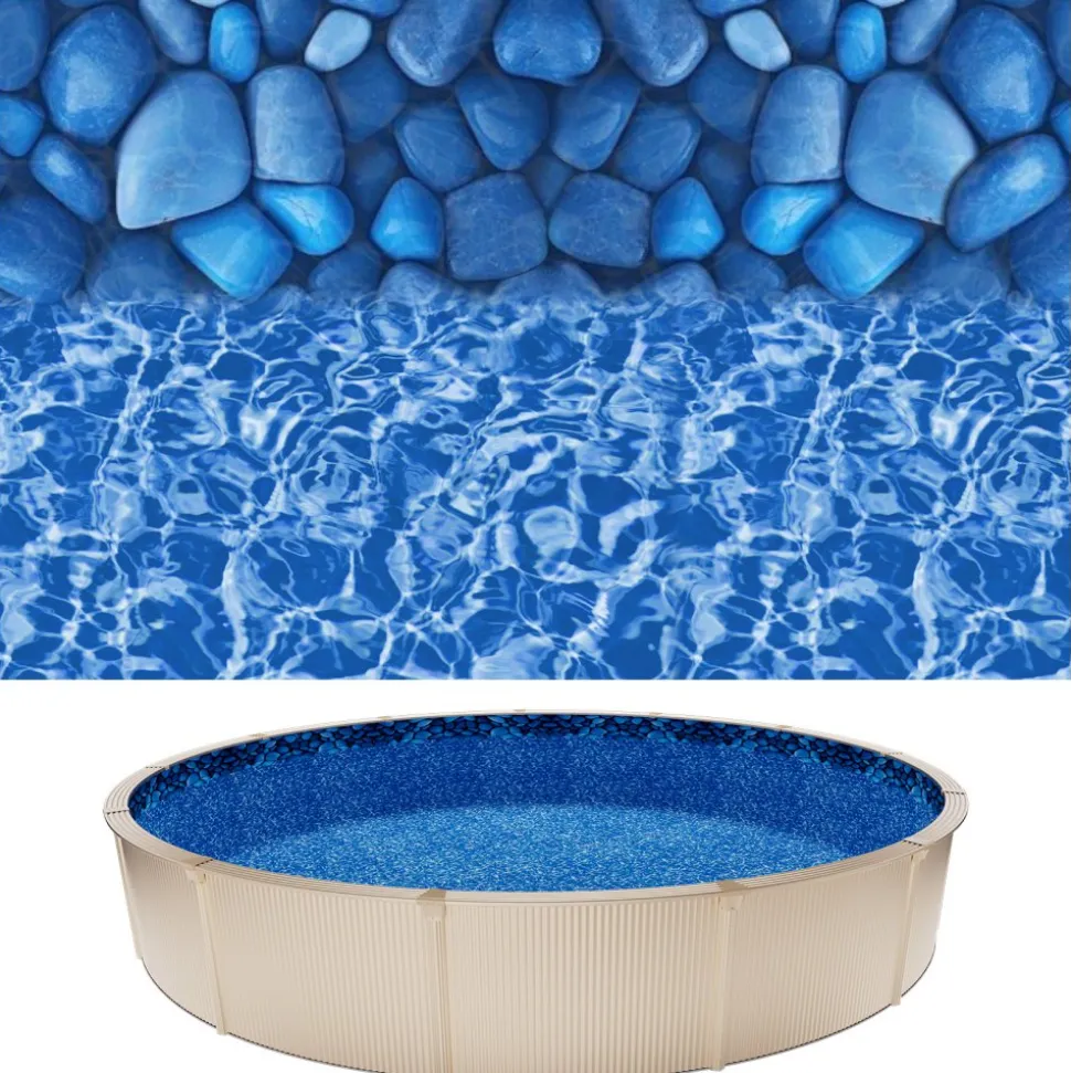 VEVOR 27ft Pool Liner, Round UniBead Swimming Pool Liner for 52 in Wall Height, Premium Vinyl, Easy Install with Leak-Proof Patches, Designed for Steel Sided Above-Ground,Outdoor, Boulder Swirl