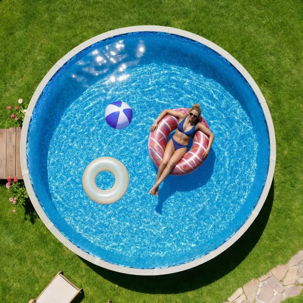 VEVOR 27ft Pool Liner, Round UniBead Swimming Pool Liner for 52 in Wall Height, Premium Vinyl, Easy Install with Leak-Proof Patches, Designed for Steel Sided Above-Ground,Outdoor, Boulder Swirl