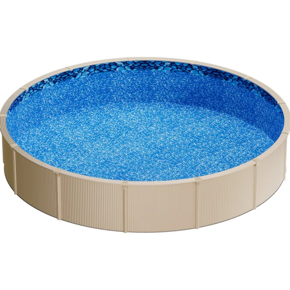 VEVOR 27ft Pool Liner, Round UniBead Swimming Pool Liner for 52 in Wall Height, Premium Vinyl, Easy Install with Leak-Proof Patches, Designed for Steel Sided Above-Ground,Outdoor, Boulder Swirl