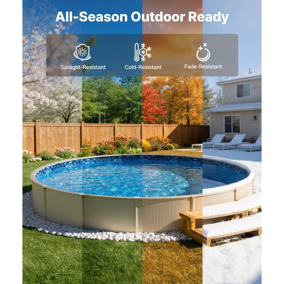 VEVOR 27ft Pool Liner, Round UniBead Swimming Pool Liner for 52 in Wall Height, Premium Vinyl, Easy Install with Leak-Proof Patches, Designed for Steel Sided Above-Ground,Outdoor, Boulder Swirl