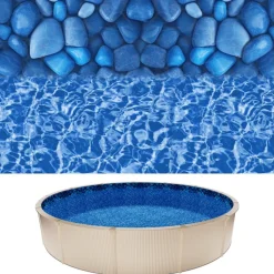 VEVOR 24ft Pool Liner, Round UniBead Swimming Pool Liner for 52 in Wall Height, Premium Vinyl, Easy Install with Leak-Proof Patches, Designed for Steel Sided Above-Ground,Outdoor, Boulder Swirl