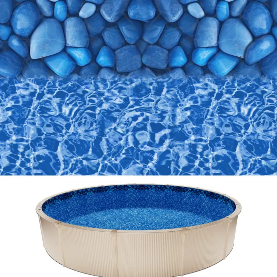 VEVOR 24ft Pool Liner, Round UniBead Swimming Pool Liner for 52 in Wall Height, Premium Vinyl, Easy Install with Leak-Proof Patches, Designed for Steel Sided Above-Ground,Outdoor, Boulder Swirl