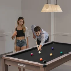 VEVOR 7ft Pool Table Combo Set, 3-in-1 Multi Game Billiards Tables with Dining Top and Ping Pong, 2 Benches for Storage and Accessories, Includes Ball Cue Rack Chalk Brush, for Family Recreation Room