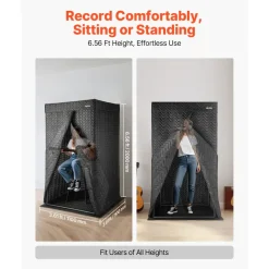 VEVOR 6.56 ft Portable Vocal Booth Pro-Grade Recording Studio for Echo-Free Vocals