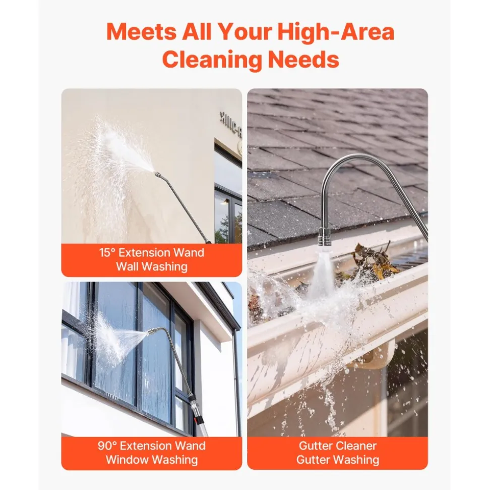 VEVOR 25 FT Pressure Washer Telescoping Wand, with Power Washer Extension Wands & High Pressure Hose, Brush Head, 7 Nozzles, Hose Adapter, Upgrade Support Belt, Storage Bag, 4000 PSI for High Cleaning