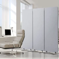 VEVOR 2FT Room Divider, 3 Panel PET Polyester Soundproof Room Screen, Folding Privacy Divider Portable Partition Divider for Room Separation, Freestanding Room Partitions for Office Study, Grey