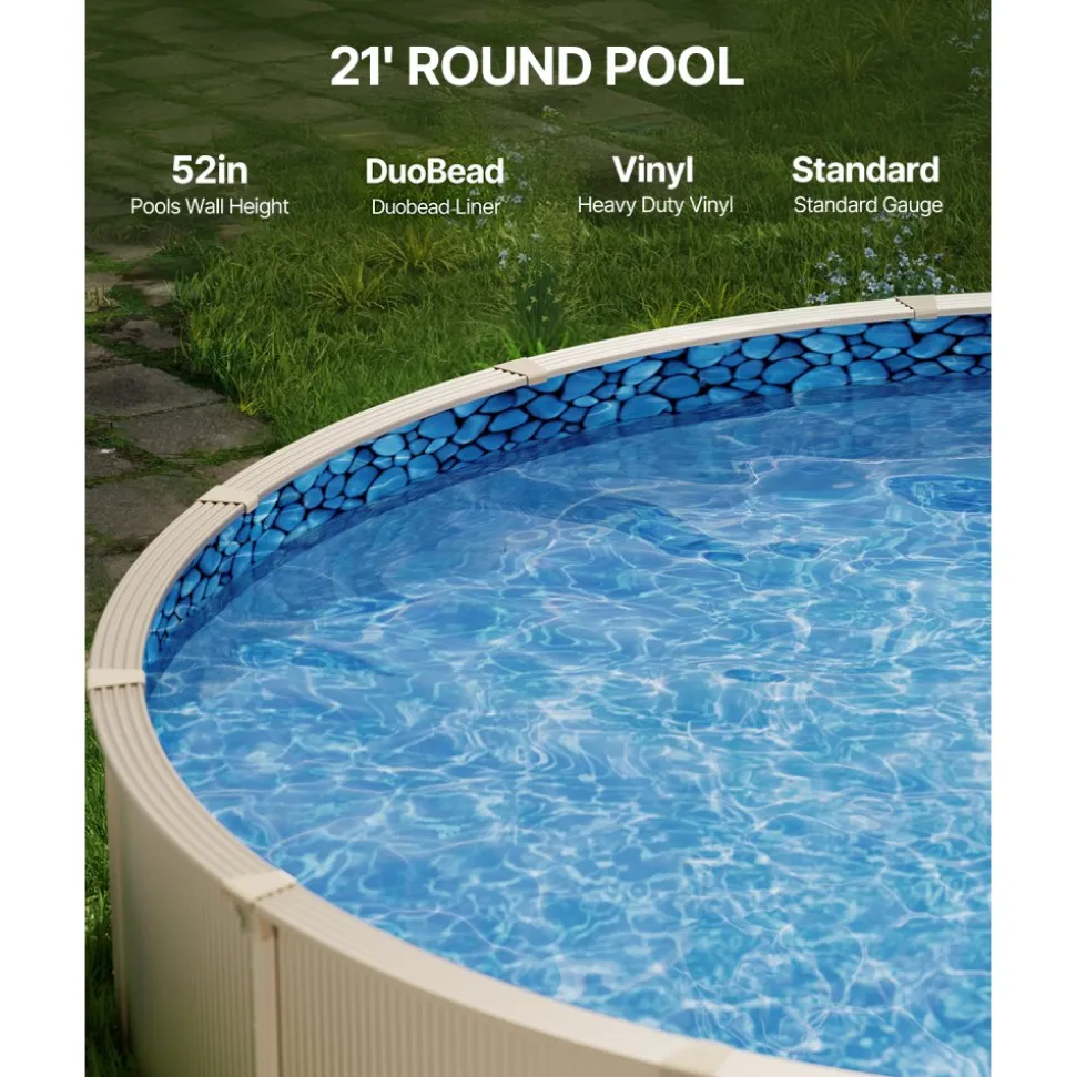 VEVOR 21-ft Round Above Ground Pool Liner, Unibead Pool Liners, Standard Gauge, 52inch Wall Height, Designed for Steel Sided Above-Ground Swimming Pools