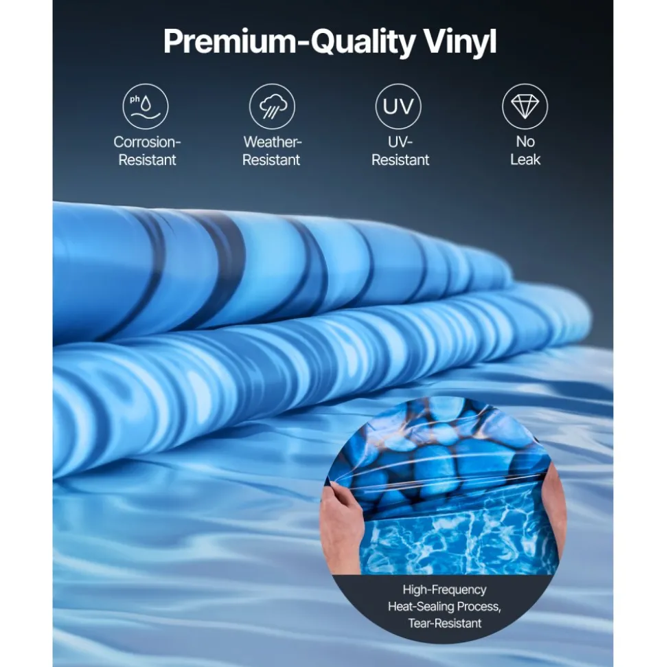VEVOR 24-ft Round Above Ground Pool Liner, Unibead Pool Liners, Standard Gauge, 52inch Wall Height, Designed for Steel Sided Above-Ground Swimming Pools