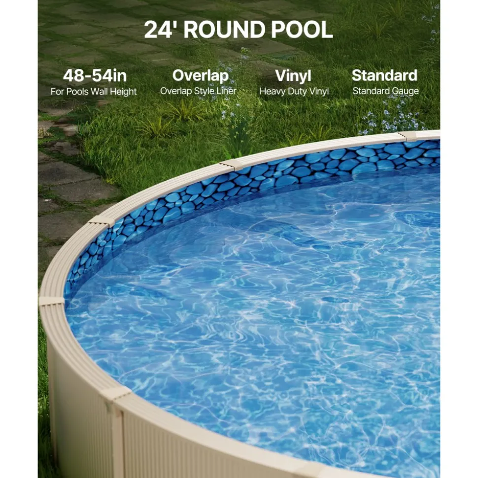 VEVOR 24-ft Round Above Ground Pool Liner, Overlap Pool Liners, Standard Gauge Vinyl, 48-to-54inch Wall Height, Designed for Steel Sided Above-Ground Swimming Pools