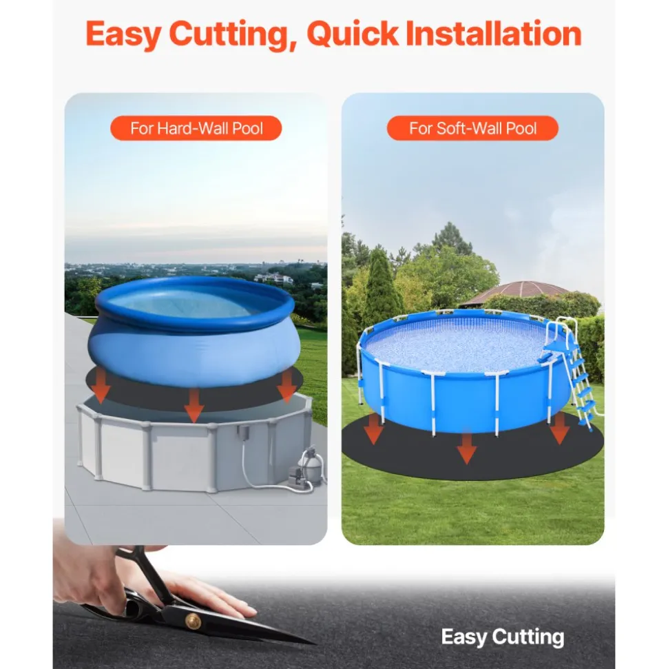VEVOR 15ft Round Pool Liner Pad, Pool Liner Pad for Above Ground Swimming Pools, Extra-Thick Pool Mat, Prevents Punctures, Recycled Geotextile Material Underlayment Pad, Extend Liner Life