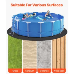 VEVOR 15ft Round Pool Liner Pad, Pool Liner Pad for Above Ground Swimming Pools, Extra-Thick Pool Mat, Prevents Punctures, Recycled Geotextile Material Underlayment Pad, Extend Liner Life