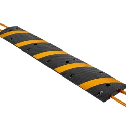 VEVOR 6FT Rubber Speed Bump, 2 Channel, Heavy Duty Traffic Speed Hump, 22000 lbs/axle Load Capacity, 72 in Cable Protector Ramp with Expansion Screws, for Asphalt Concrete Gravel Driveway Road, 1 Pack