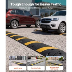 VEVOR 6FT Rubber Speed Bump, 2 Channel, Heavy Duty Traffic Speed Hump, 22000 lbs/axle Load Capacity, 72 in Cable Protector Ramp with Expansion Screws, for Asphalt Concrete Gravel Driveway Road, 1 Pack
