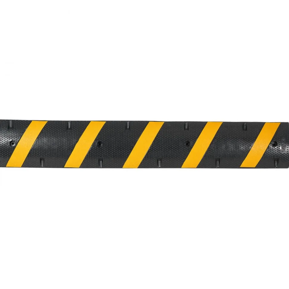 VEVOR 6FT Rubber Speed Bump, 2 Pack, 2 Channel Heavy Duty Traffic Speed Hump, 22000 lbs/Axle Load Capacity, 72 in Cable Protector Ramp with Expansion Screws, for Asphalt Concrete Gravel Driveway Road