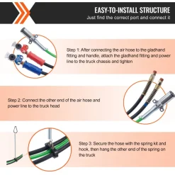 VEVOR 15FT Semi Truck Air Lines Kit with 2PCS Glad Hands, 3-in-1 Air Hoses & 7 Way ABS Electric Power Line, with 2PCS Gladhand Handles, 4PCS Seals and Tender Spring Kit for Semi Truck Trailer Tractor