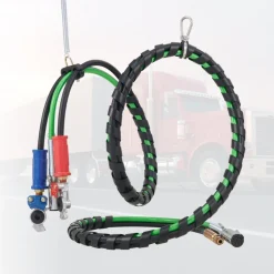 VEVOR 12FT Semi Truck Air Lines Kit, 3-in-1 Air Hoses & ABS Power Line for Semi Truck Trailer Tractor, 7-Way Plug Electrical Cord Cable and Rubber Air Lines Hose Assembly Kit with Hook & Teflon Tape