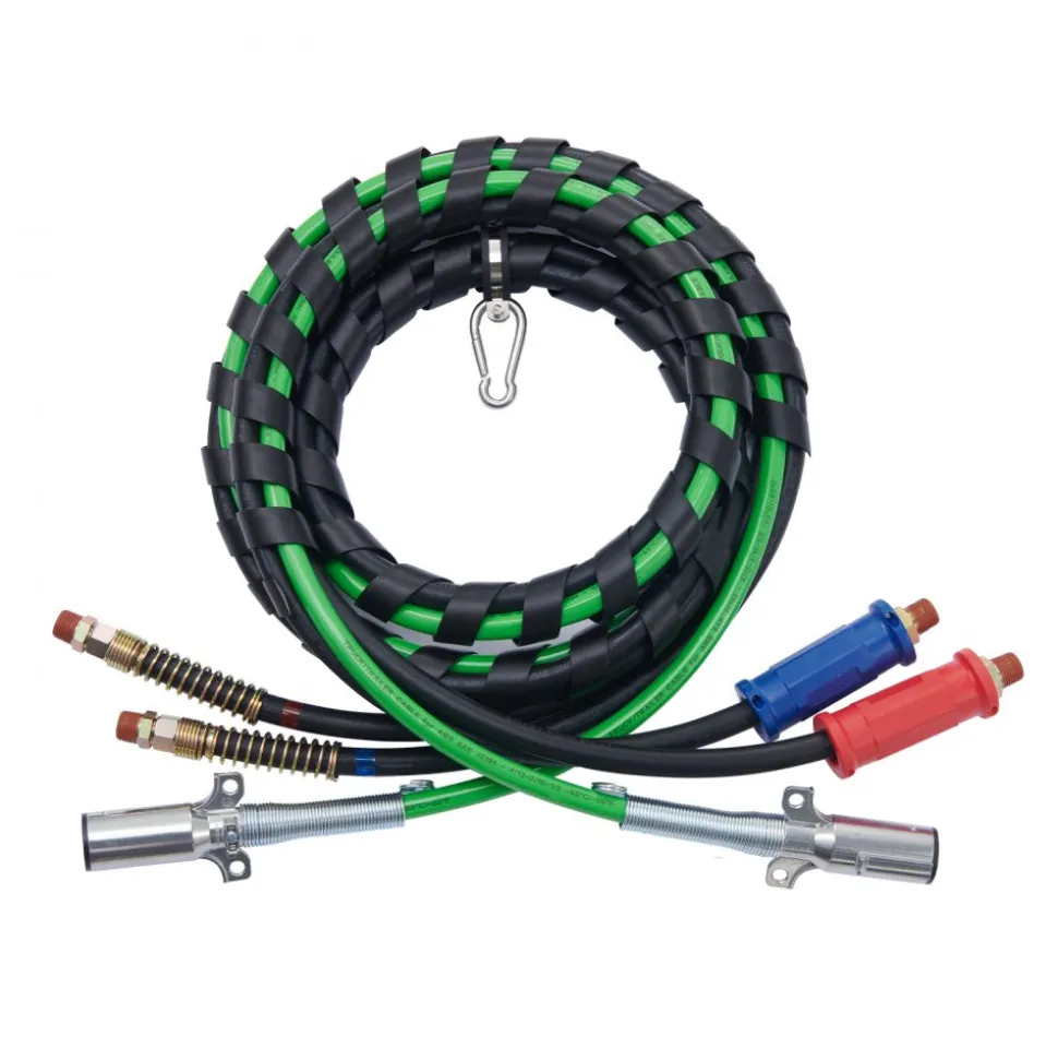 VEVOR 12FT Semi Truck Air Lines Kit, 3-in-1 Air Hoses & ABS Power Line for Semi Truck Trailer Tractor, 7-Way Plug Electrical Cord Cable and Rubber Air Lines Hose Assembly Kit with Hook & Teflon Tape