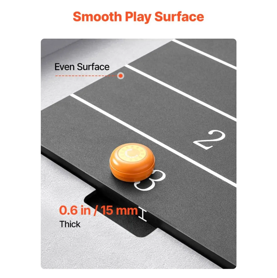 VEVOR 7 ft Shuffleboard Table, 2 in 1 Shuffleboard and Tabletop Curling Combo Game, Compact Shuffle Board with Smooth Surface, Folding Legs, 8 Pucks, Easy to Disassemble and Move, for Family Game Room