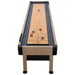 VEVOR 9 ft Shuffleboard Table, Scratch-Resistant Playfield for Smooth, Fast Puck Action, Pedestal Legs with Levelers for Optimum Stability, Shuffle Board w/ 8 Pucks, Wax, Brush, for Family Game Room