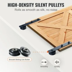 VEVOR 8FT Sliding Barn Door Hardware Kit, 330LBS Loading Heavy Duty Barn Door Track Kit for Single Door, Fit 3.7-4.3FT Wide and 1.3"-1.8" Thick Door Panel, with Smooth & Silent Pulley (I Shape)