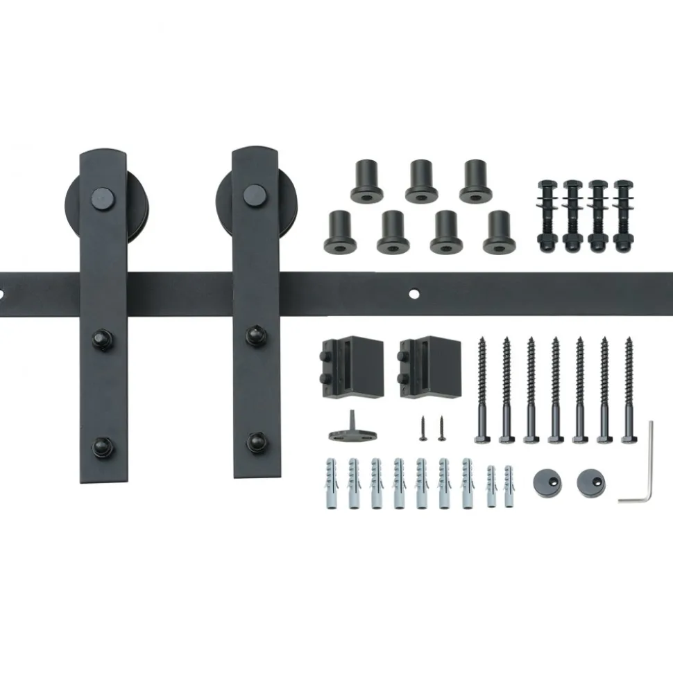 VEVOR 8FT Sliding Barn Door Hardware Kit, 330LBS Loading Heavy Duty Barn Door Track Kit for Single Door, Fit 3.7-4.3FT Wide and 1.3"-1.8" Thick Door Panel, with Smooth & Silent Pulley (I Shape)