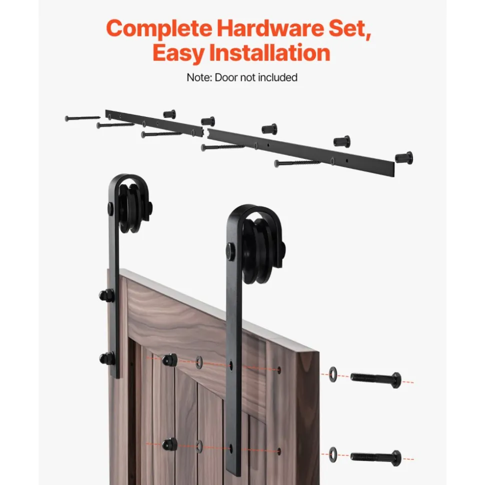 VEVOR 6.6FT Sliding Barn Door Hardware Kit, 330 LBS Weight Capacity, Compatible with 36-40 Inches Width & 1-3/8 to 1-3/4 Inches Thickness Single Sliding Barn Door, Durable Track & J-shape Roller Black