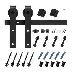 VEVOR 6.6FT Sliding Barn Door Hardware Kit, 330 LBS Weight Capacity, Compatible with 36-40 Inches Width & 1-3/8 to 1-3/4 Inches Thickness Single Sliding Barn Door, Durable Track & J-shape Roller Black
