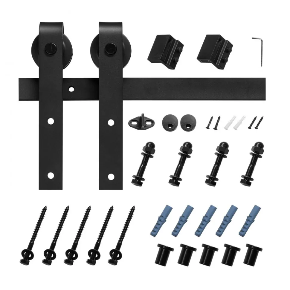 VEVOR 6.6FT Sliding Barn Door Hardware Kit, 330 LBS Weight Capacity, Compatible with 36-40 Inches Width & 1-3/8 to 1-3/4 Inches Thickness Single Sliding Barn Door, Durable Track & J-shape Roller Black